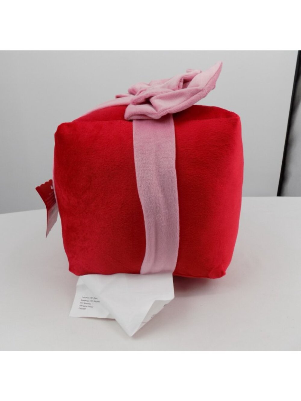 Ashland Plush Present Pillow Berry Jolly Red Pink Bow Square 8.5" x 9" Decor NWT - Picture 4 of 11
